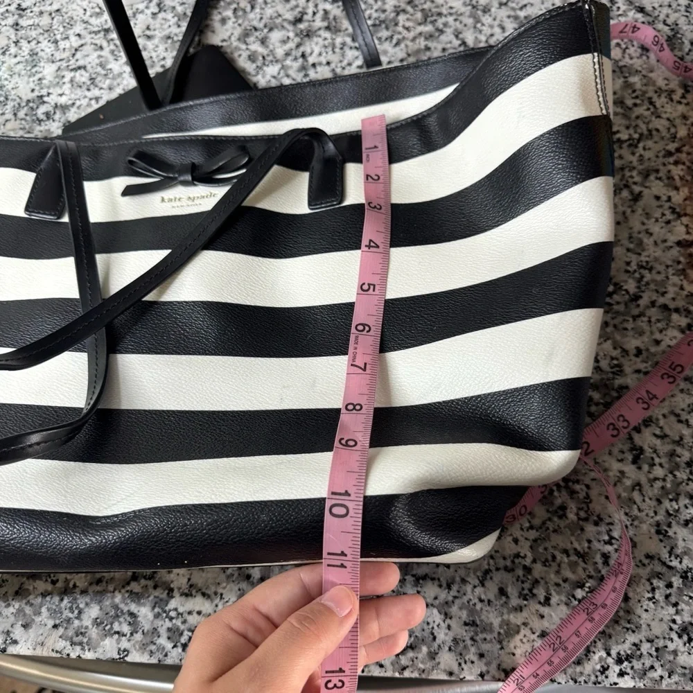 Kate Spade | Women’s Black and White Striped Tote Bag